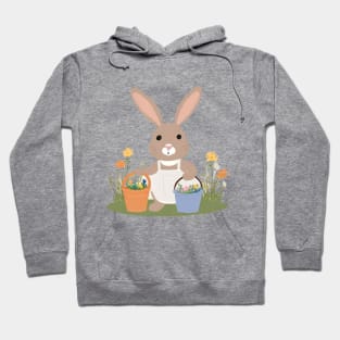 Minimal Blossom Basket Bunny Hoodie